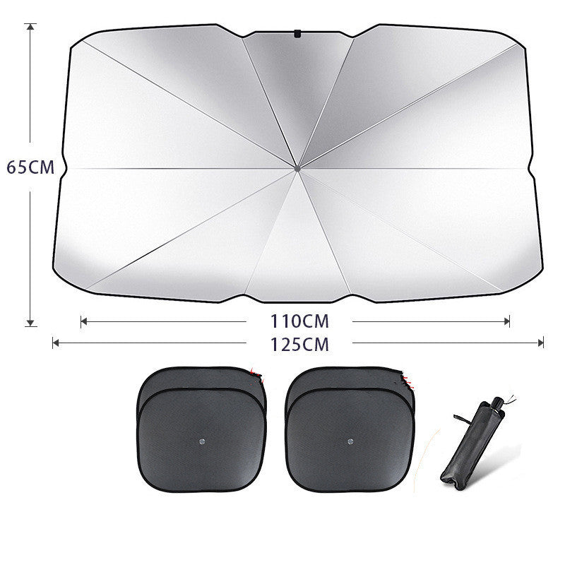 Foldable car windshield sun shade umbrella