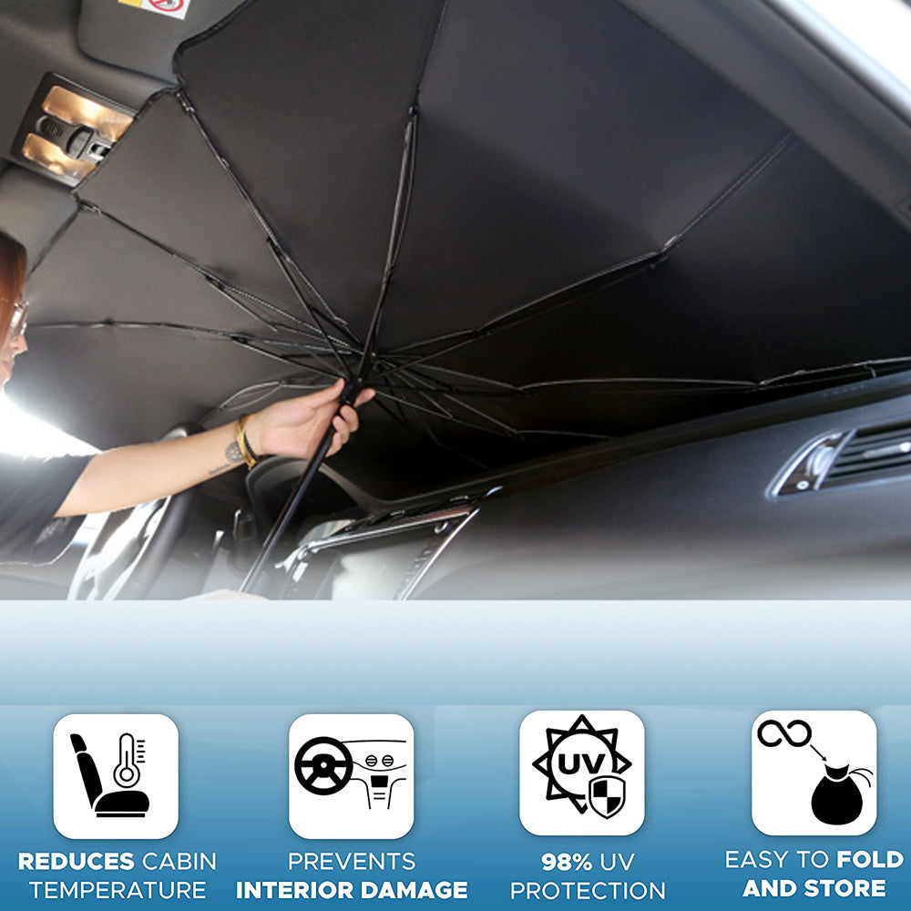 Foldable car windshield sun shade umbrella