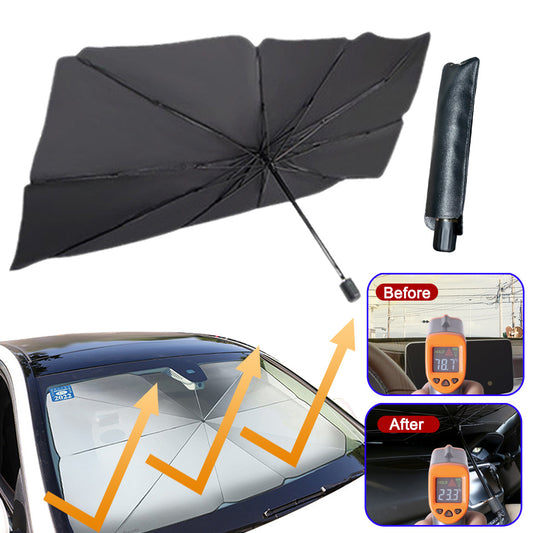 Foldable car windshield sun shade umbrella