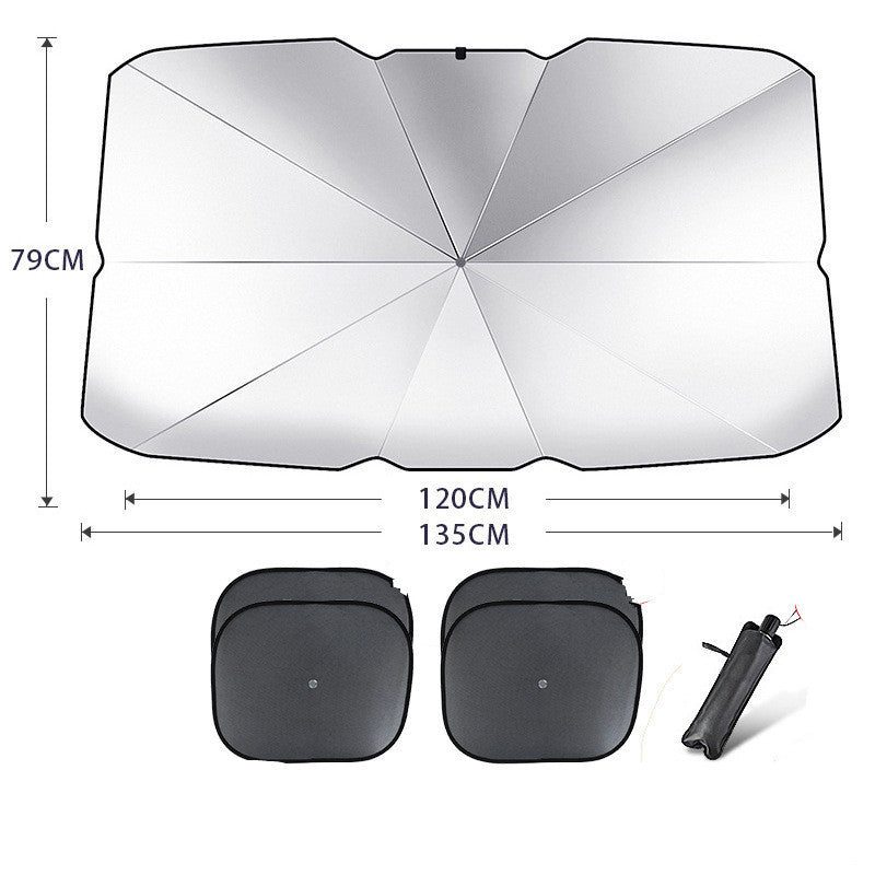 Foldable car windshield sun shade umbrella