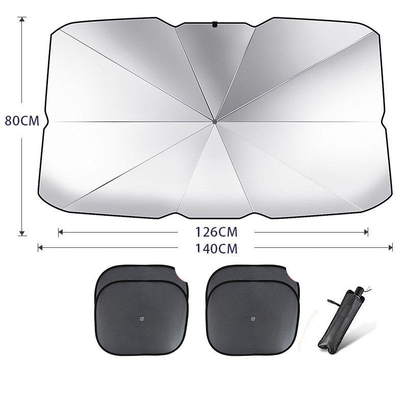 Foldable car windshield sun shade umbrella